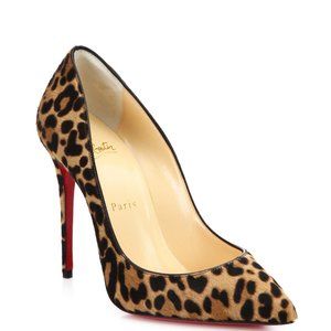 Christian Louboutin Pigalle Follies Leopard-Print Calf Hair Pumps Size 39